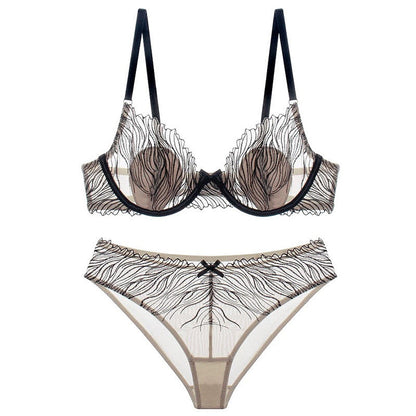 Plus Size Lace Bra Set with Leopard Print Minimizer For Women, Tribeca, BYMANYC New York.-2