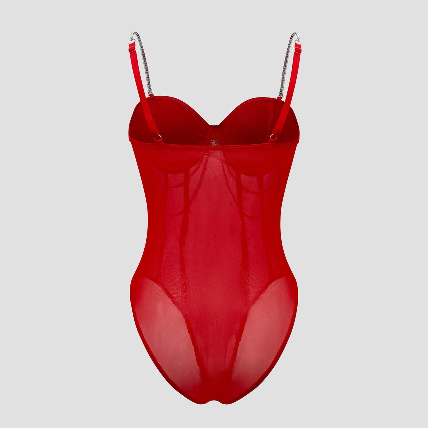 Strapless Sheer Mesh Jumpsuit with Metallic Chain Design For Women, NoHo, BYMANYC New York.