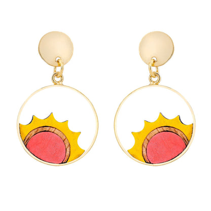 Sunshine Eco-friendly Recycled Wood Gold Earrings-1