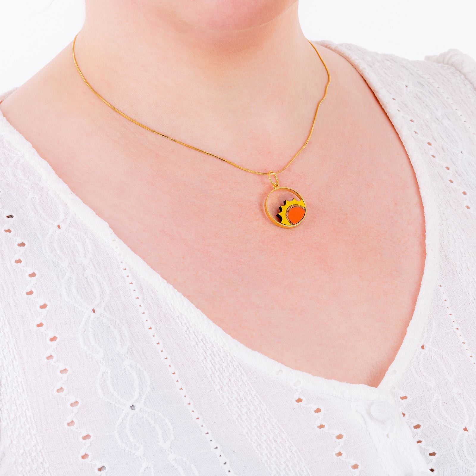 Sunshine Recycled Wood Gold Necklace-2