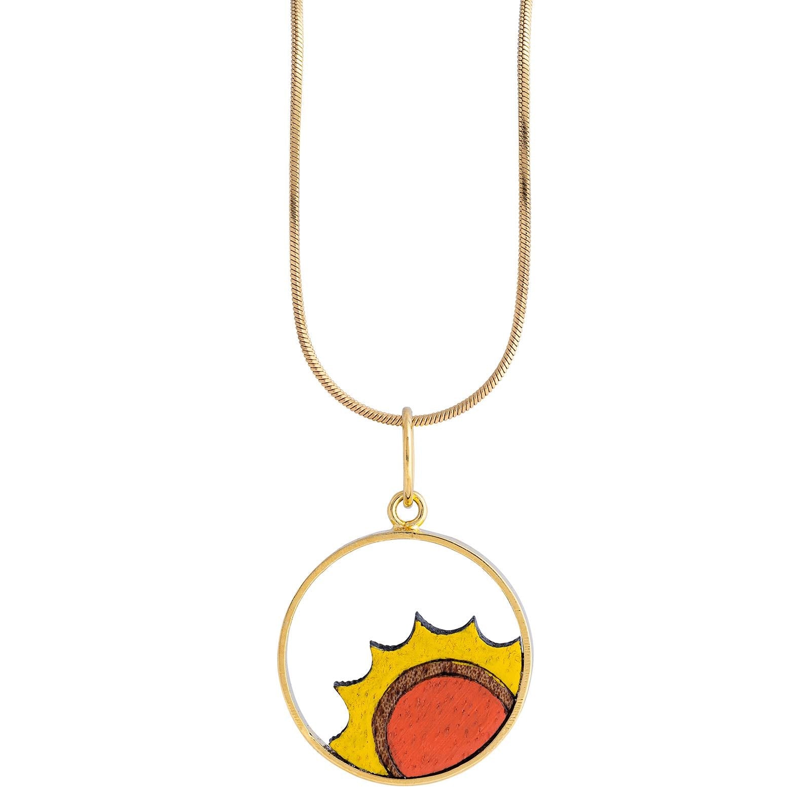 Sunshine Recycled Wood Gold Necklace-1