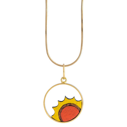Sunshine Recycled Wood Gold Necklace-1