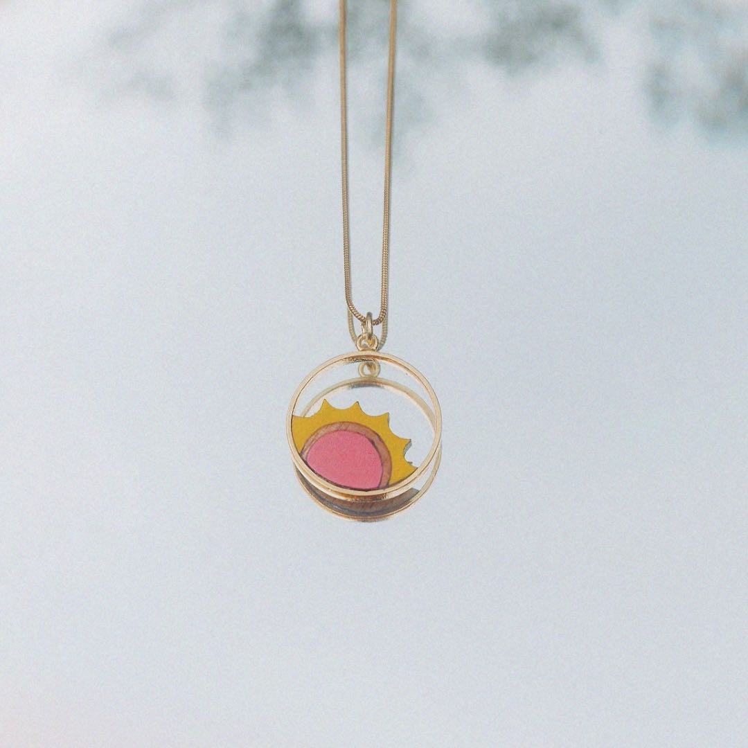 Sunshine Recycled Wood Gold Necklace-4