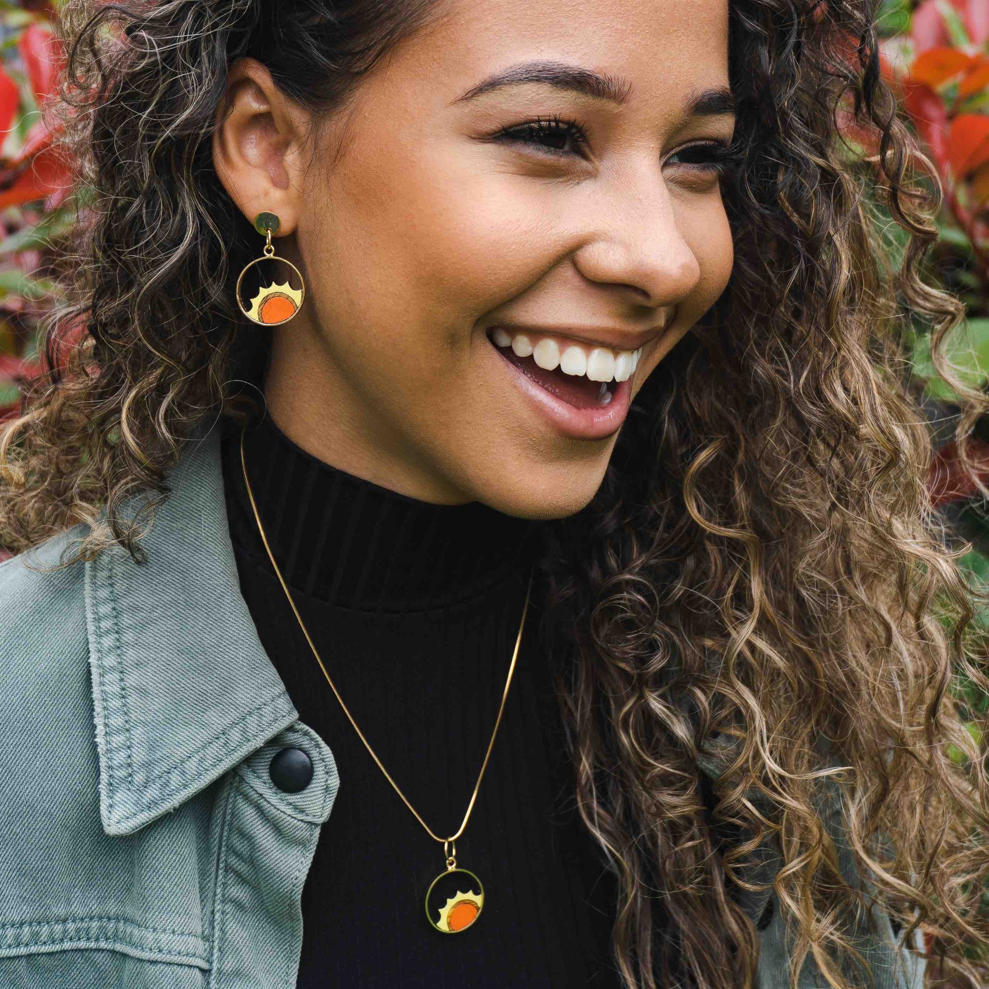 Sunshine Recycled Wood Gold Necklace-0