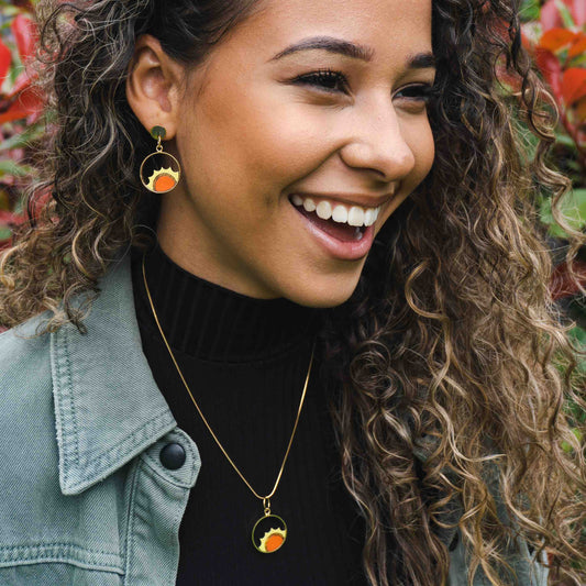 Sunshine Recycled Wood Gold Necklace-0