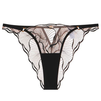 Transparent Embroidered Lace Lingerie Set with Low Waist and Triangle Pants, Greenwich Village, BYMANYC New York.-1