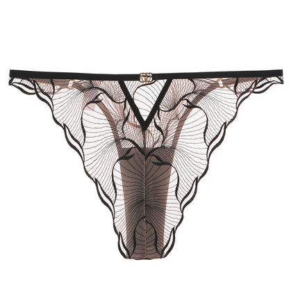 Transparent Embroidered Lace Lingerie Set with Low Waist and Triangle Pants, Greenwich Village, BYMANYC New York.-2