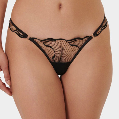 Transparent Embroidered Lace Lingerie Set with Low Waist and Triangle Pants, Greenwich Village, BYMANYC New York.-0
