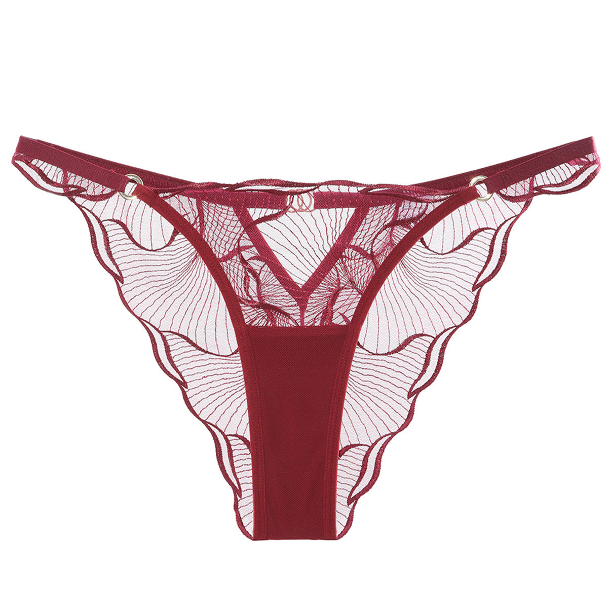 Transparent Embroidered Lace Lingerie Set with Low Waist and Triangle Pants, Greenwich Village, BYMANYC New York.-4