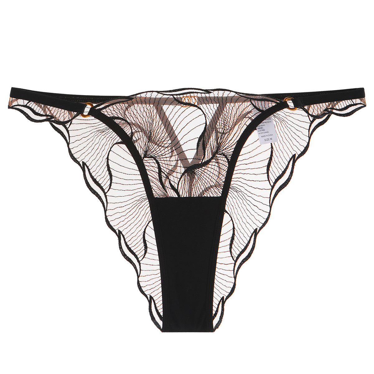 Transparent Embroidered Lace Lingerie Set with Low Waist and Triangle Pants, Greenwich Village, BYMANYC New York.-5