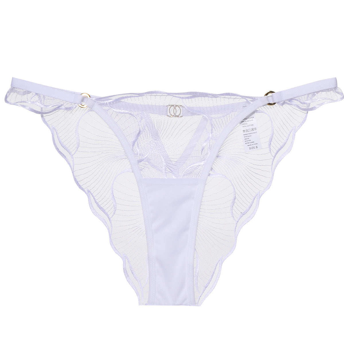 Transparent Embroidered Lace Lingerie Set with Low Waist and Triangle Pants, Greenwich Village, BYMANYC New York.-6
