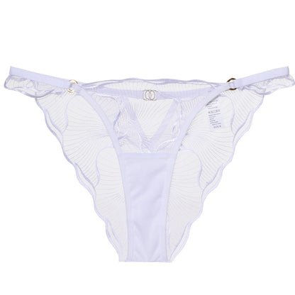 Transparent Embroidered Lace Lingerie Set with Low Waist and Triangle Pants, Greenwich Village, BYMANYC New York.-6