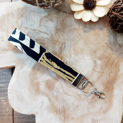 African Print and Leather Key Fob | Wristlet | Key Holder-7