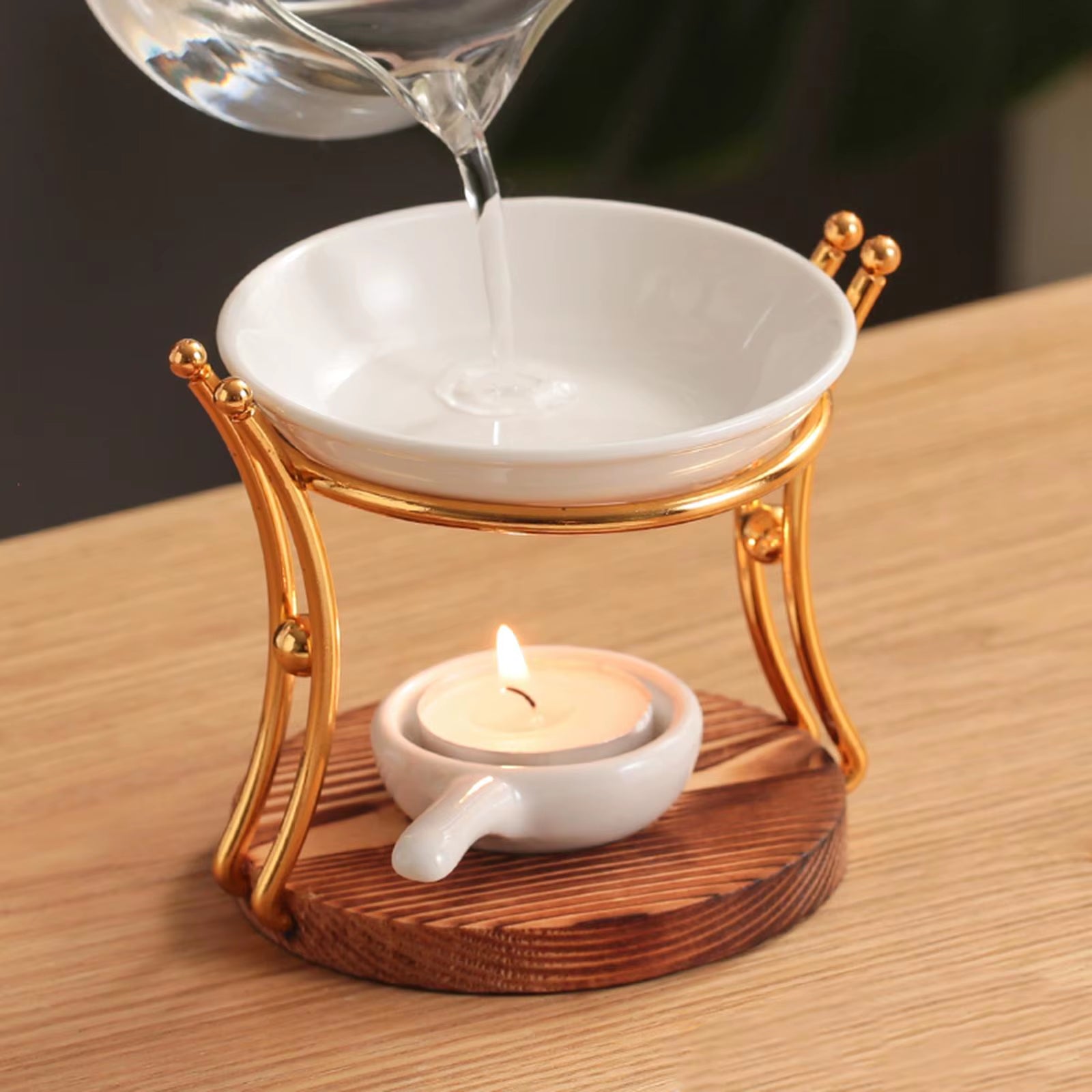 Essential Oil Burner Scented Wax Melt Burner Tealight Candle Holder Diffuser Ceramic Furnace Oil Warmer for Yoga Decor Ornament