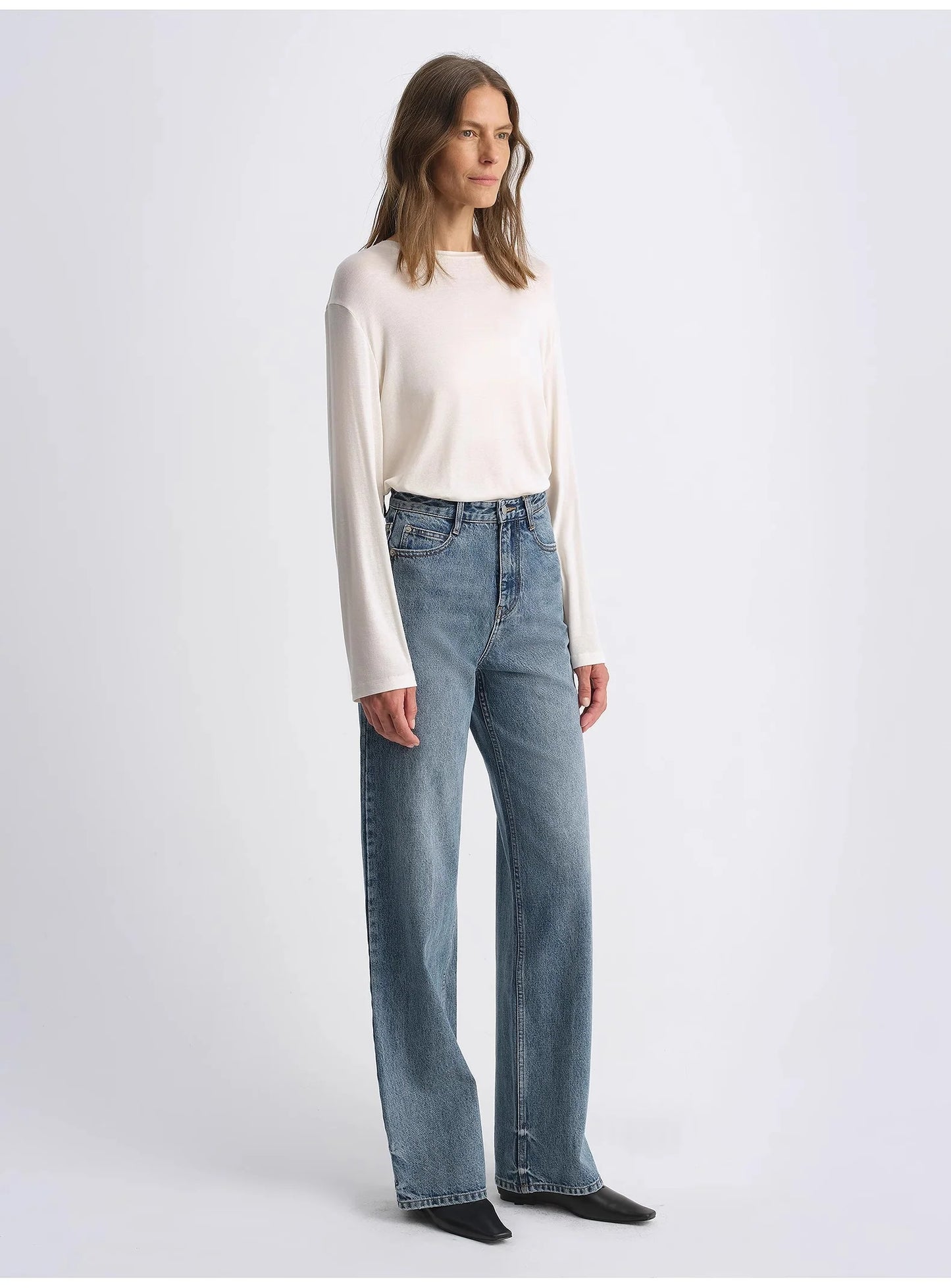 Classic Retro Old Money Style, Craft Washed Organic Cotton, Retro Straight Slim Jeans
