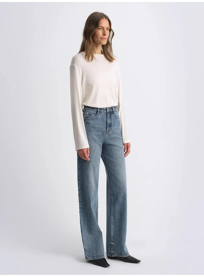 Classic Retro Old Money Style, Craft Washed Organic Cotton, Retro Straight Slim Jeans