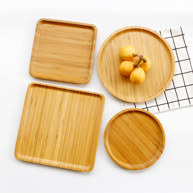 Bamboo Square round Tray Dinner Plate