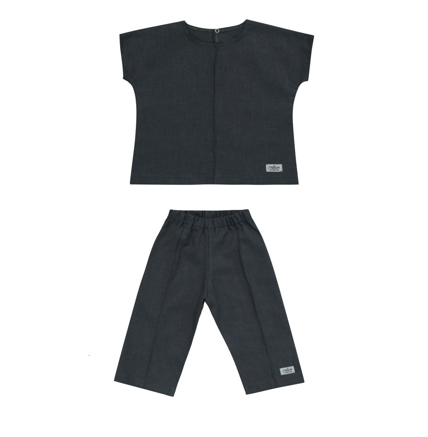 Ramie Baby/Kid Clothing Set - Charcoal-0