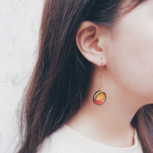 Conture Recycled Wood Gold Dangle Earrings (4 Colours available)-0