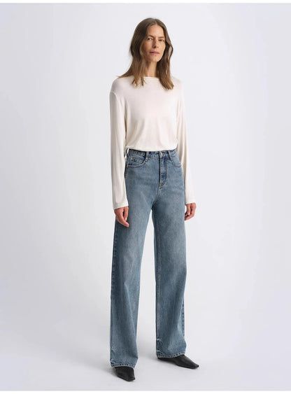 Classic Retro Old Money Style, Craft Washed Organic Cotton, Retro Straight Slim Jeans