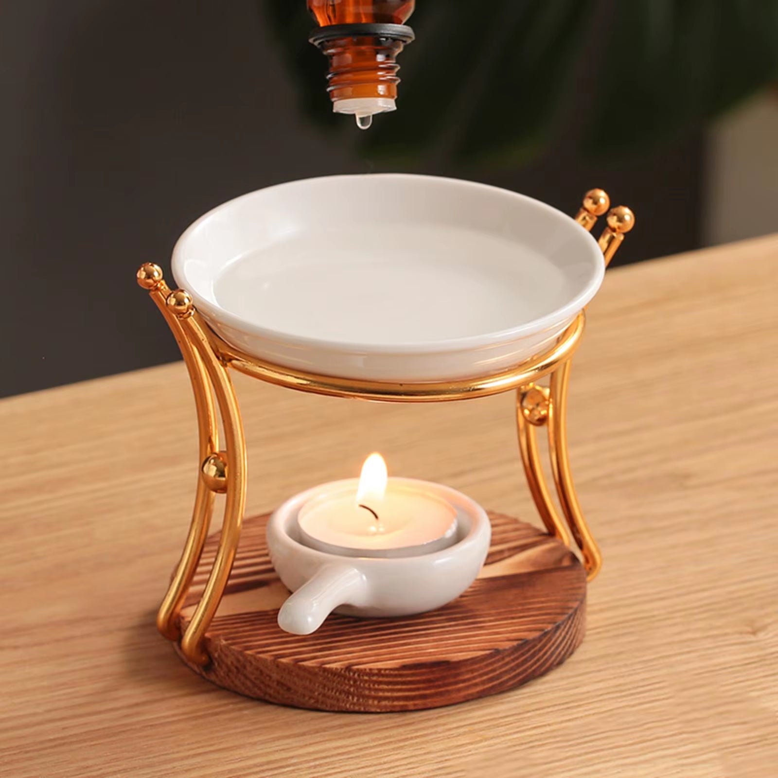 Essential Oil Burner Scented Wax Melt Burner Tealight Candle Holder Diffuser Ceramic Furnace Oil Warmer for Yoga Decor Ornament