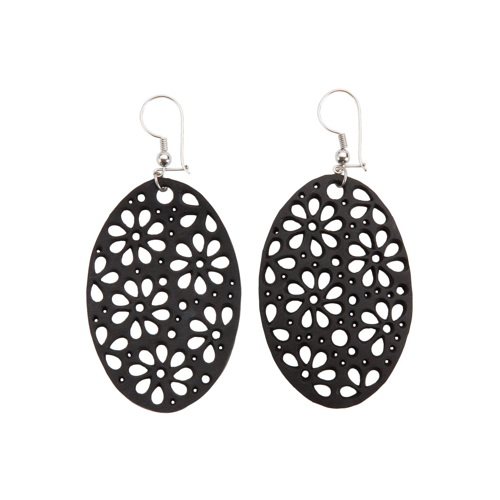 Seraphine (II) Recycled Rubber Oval Earrings-1