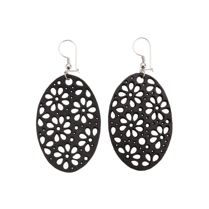 Seraphine (II) Recycled Rubber Oval Earrings-1