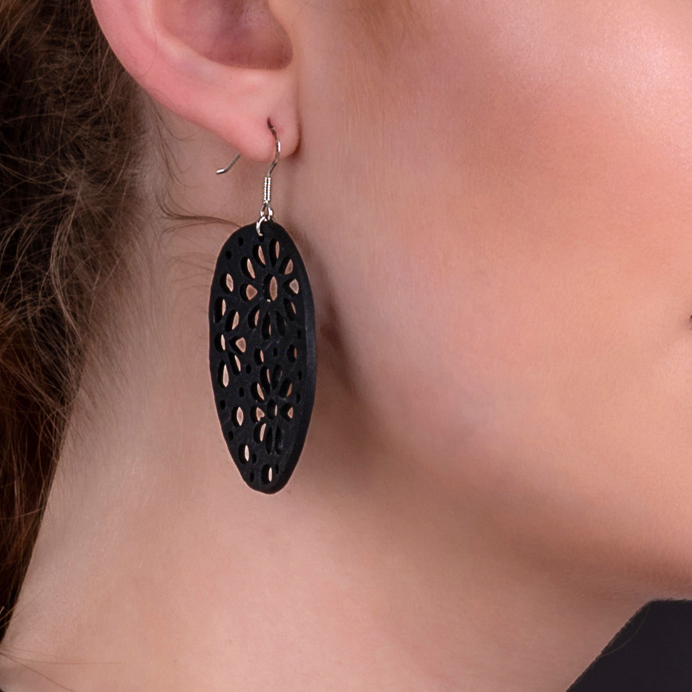 Seraphine (II) Recycled Rubber Oval Earrings-2