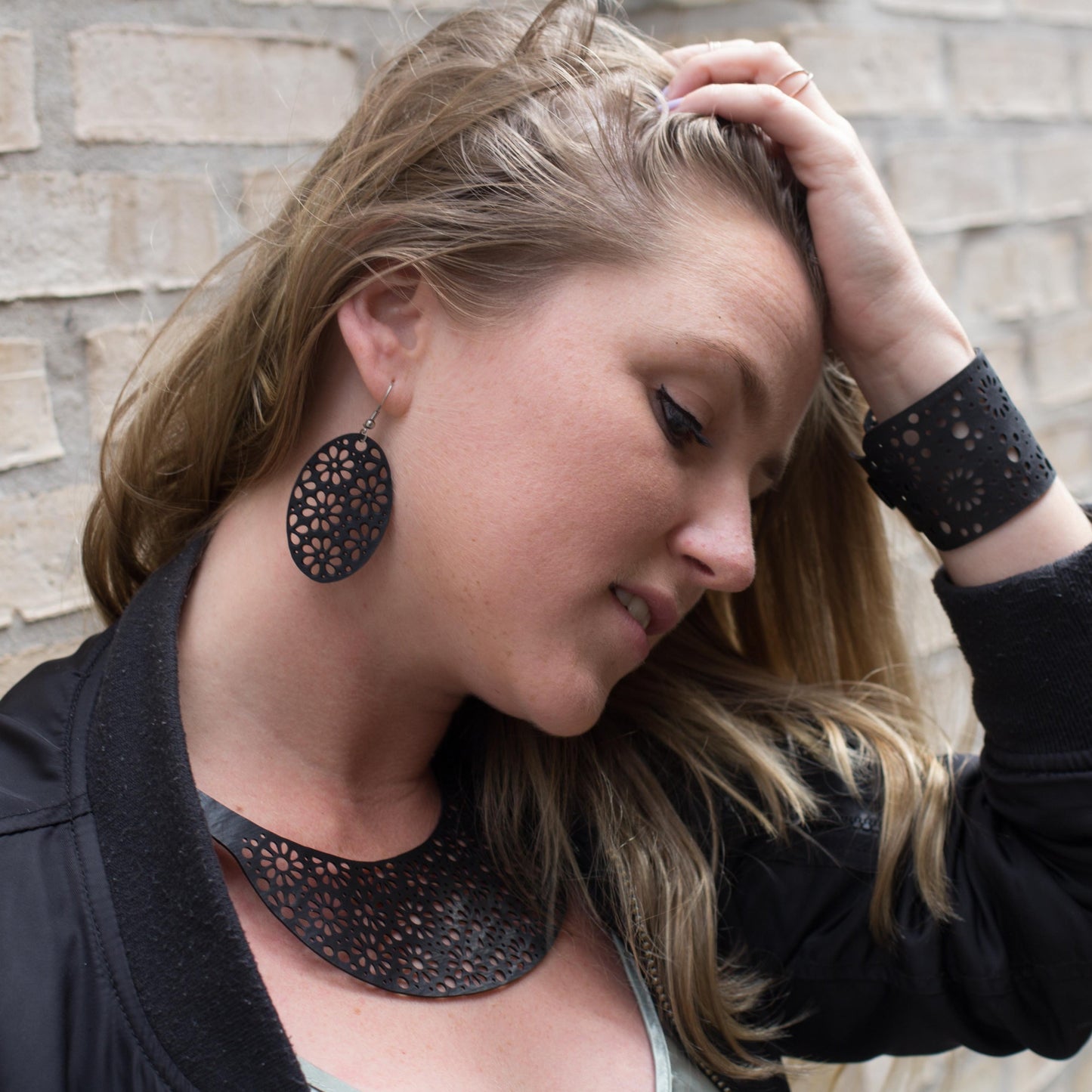 Seraphine (II) Recycled Rubber Oval Earrings-0