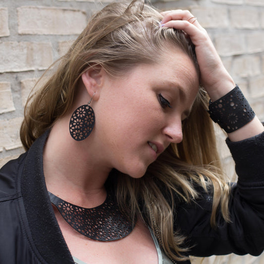 Seraphine (II) Recycled Rubber Oval Earrings-0