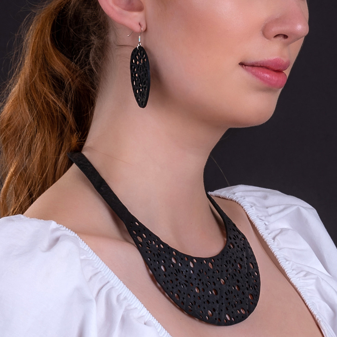 Seraphine (II) Recycled Rubber Oval Earrings-3