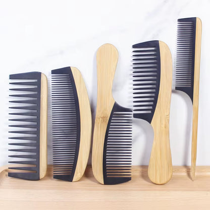 Natural Bamboo Wooden Tail Hair Combs Anti-Static Hairs Care Healthy Massage Close-Tooth Comb Professional Barber Styling Tools
