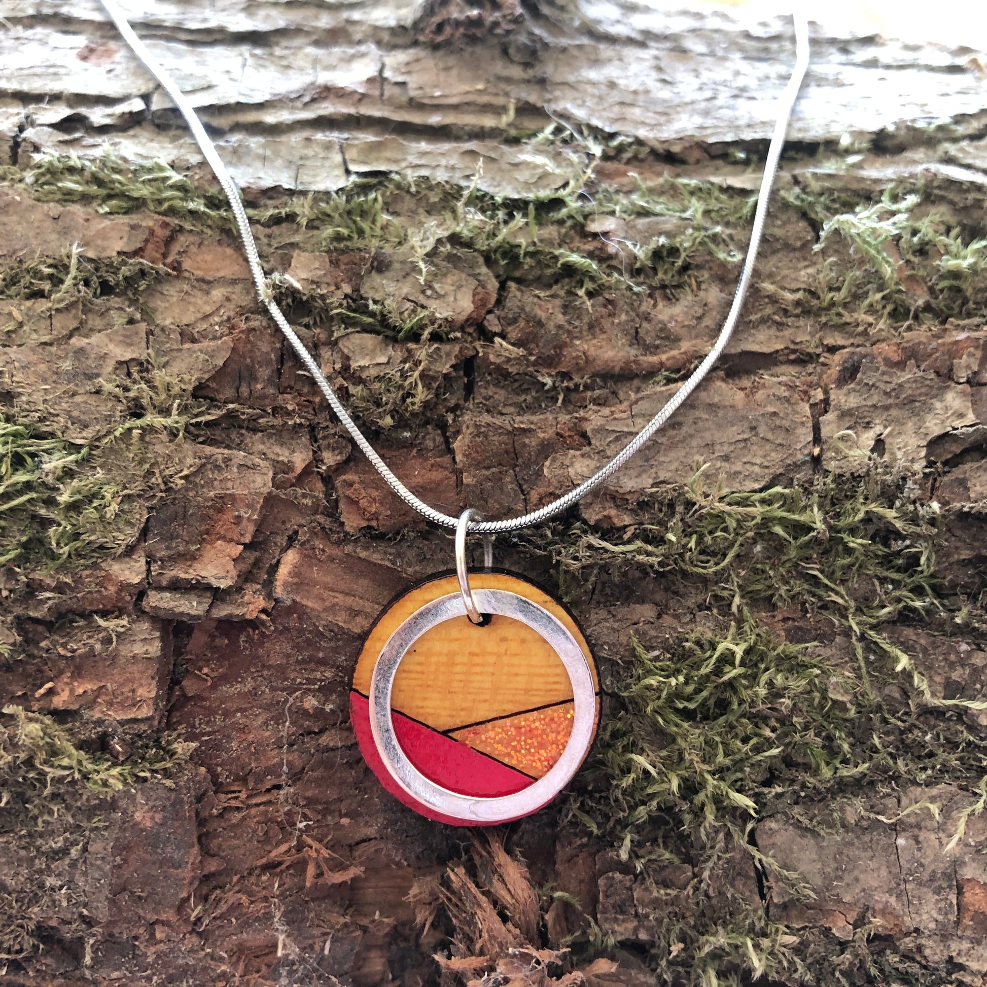 Conture Recycled Wood Silver Necklace (6 Colours available)-7
