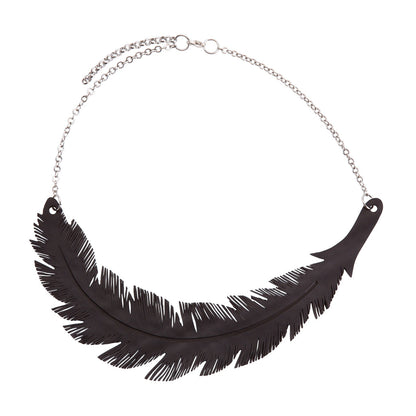 Angel Upcycled Inner Tube Feather Necklace-1