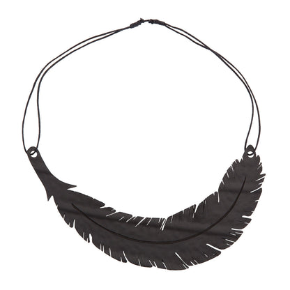 Angel Upcycled Inner Tube Feather Necklace-4