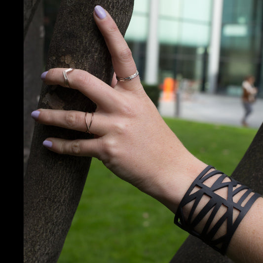 Paguro Upcycle Honeycomb Recycled Rubber Bracelet Eco Cuff-0