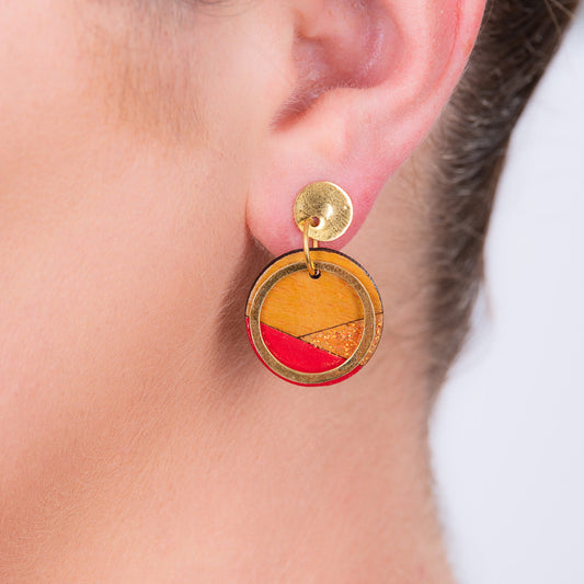 Conture Recycled Wood Gold Plated Earrings (4 Colours Available)-0