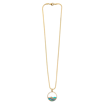 Ocean Recycled Wood Gold Necklace-4