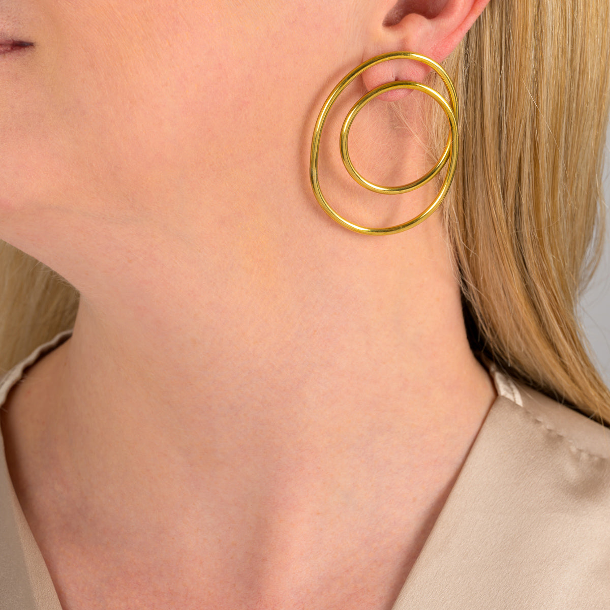 Dira Recycled Brass Statement Earrings-0
