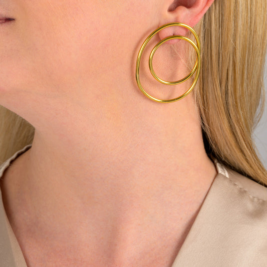 Dira Recycled Brass Statement Earrings-0