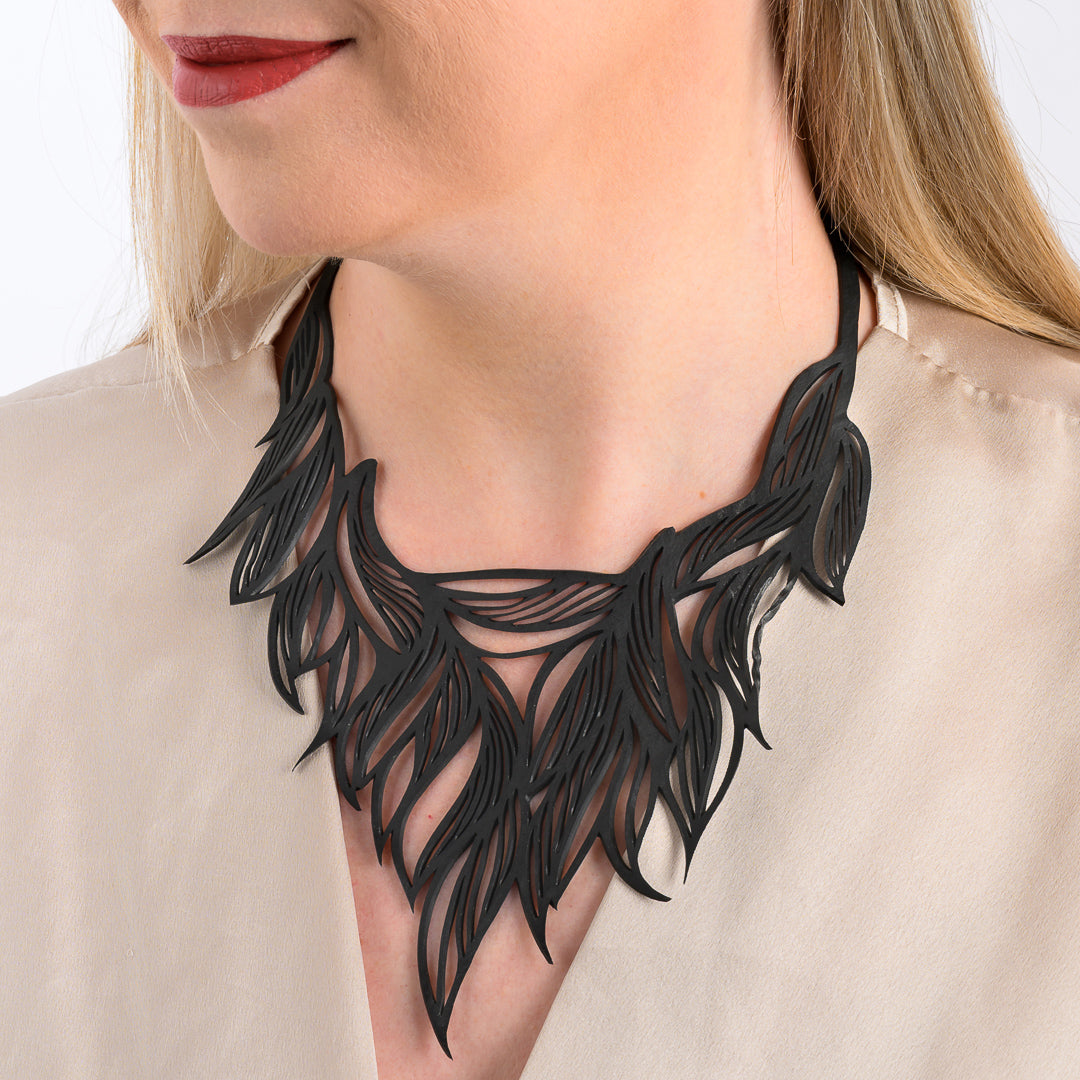 Paguro Upcycle Sula Vine Recycled Rubber Necklace with Leaf Design-0